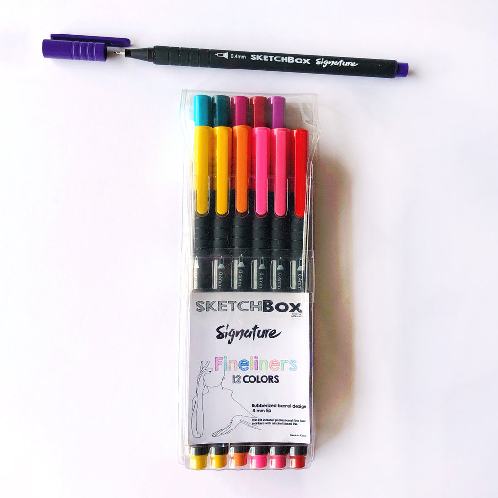 12 Color Fineliner Pens Set, Colored Sketch Writing Drawing Pens