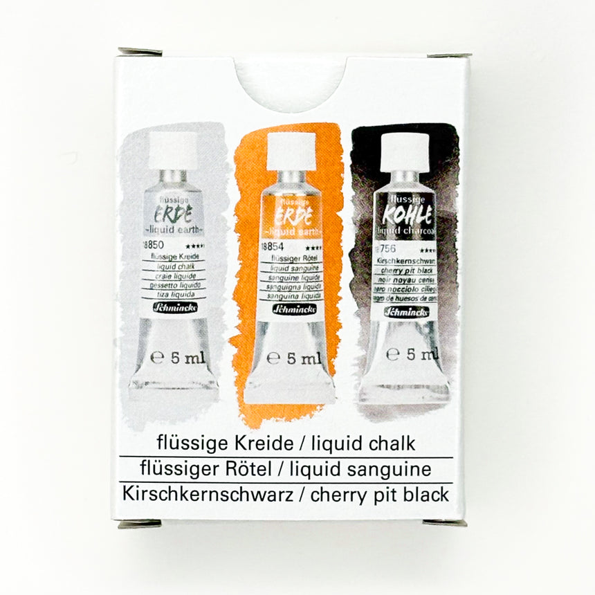 Schmincke Liquid Earth and Liquid Charcoal 5ml-Set of 3