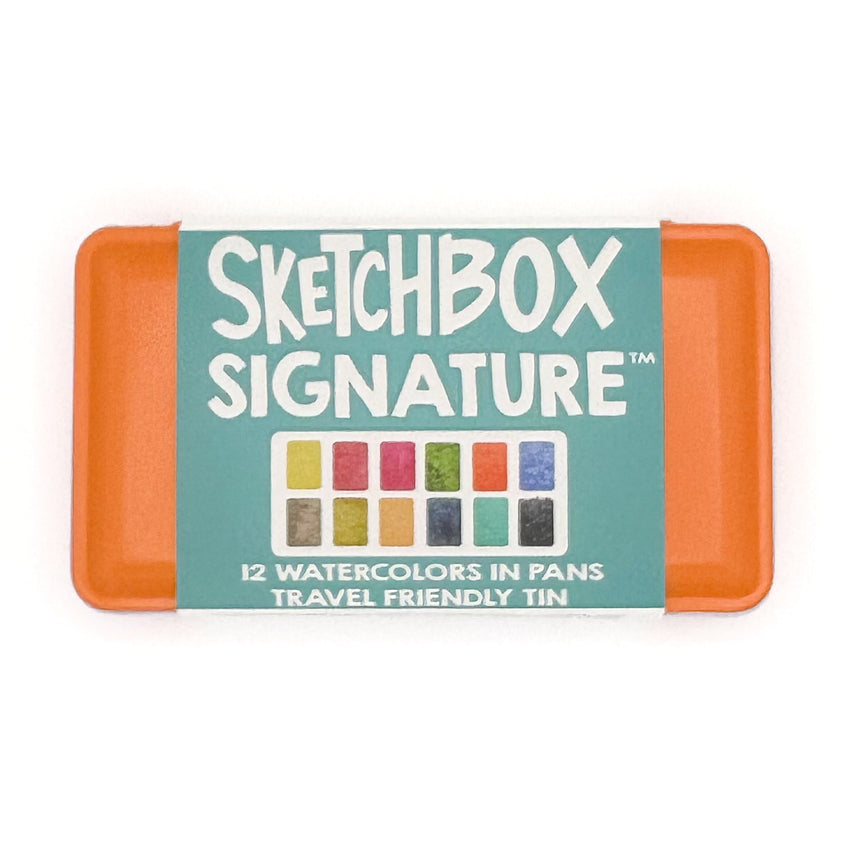 SketchBox Signature Professional Grade 12-Color Watercolor Tin Set