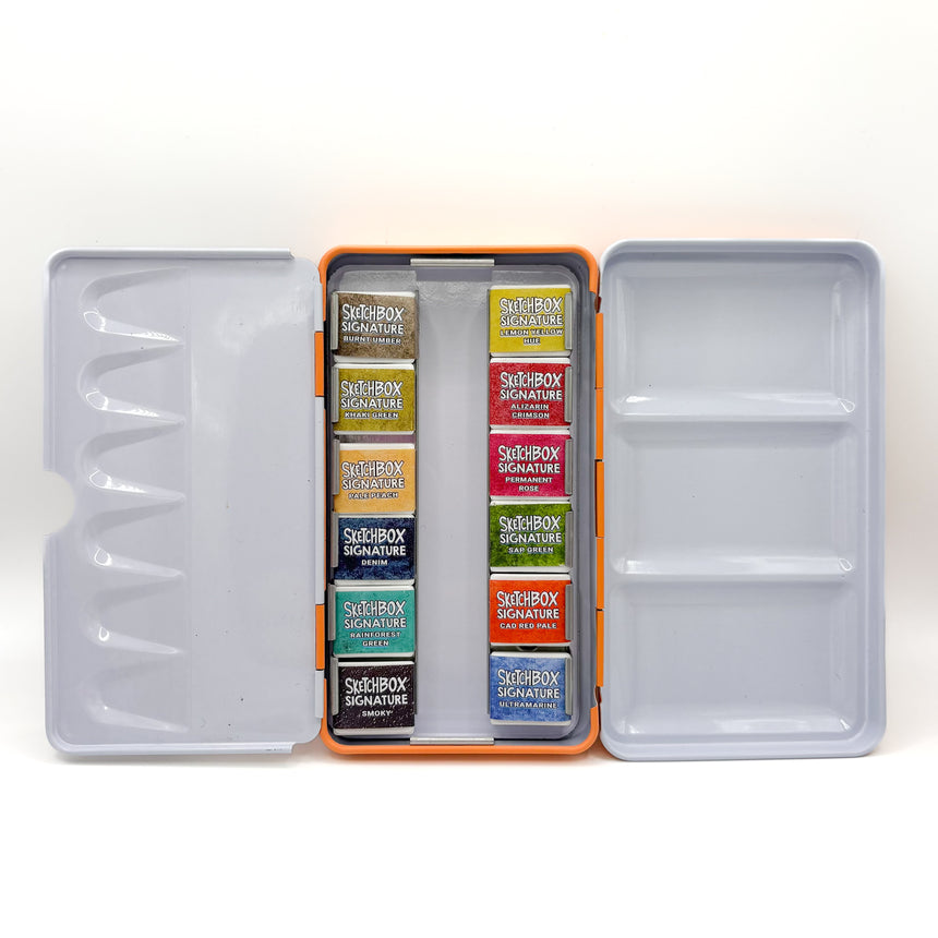 SketchBox Signature Professional Grade 12-Color Watercolor Tin Set