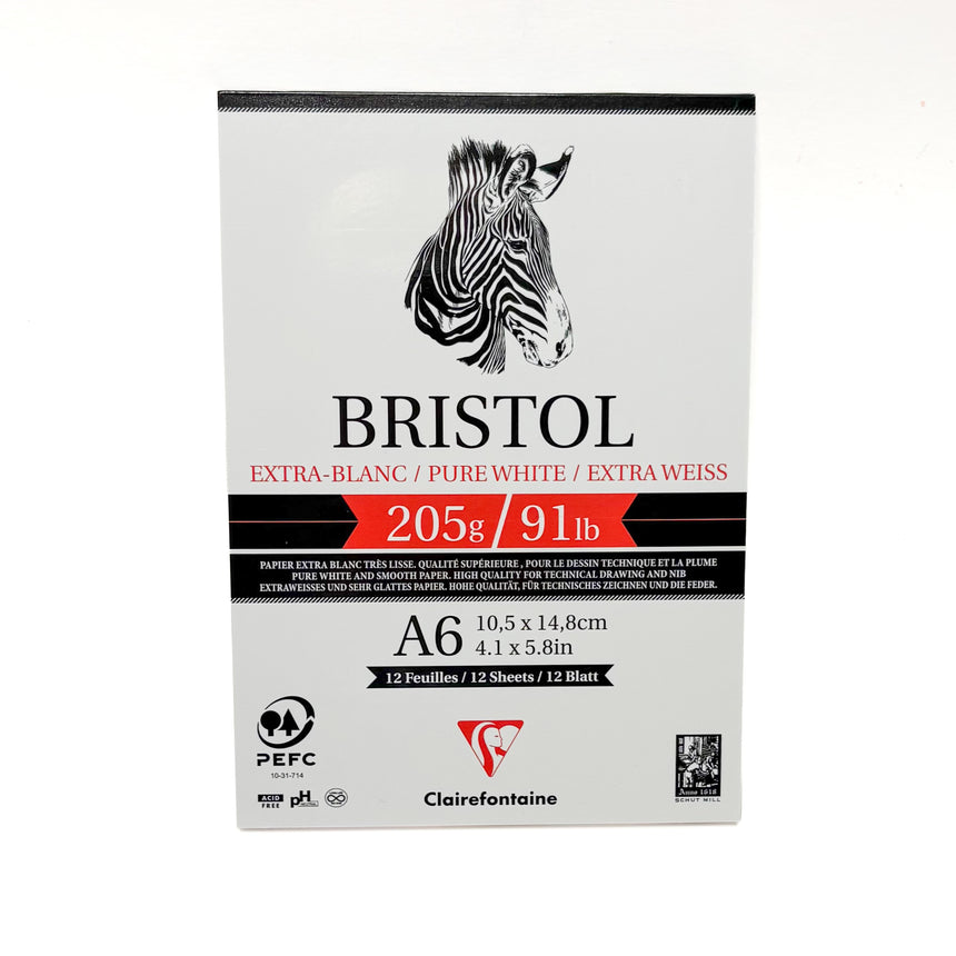 Clairefontaine Bristol Pad 205gsm White Paper 4x6-12 sheets