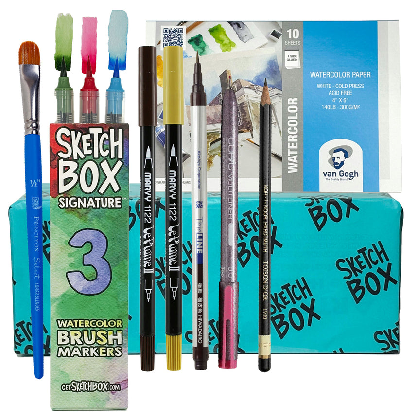 Floral Watercolor Marker Basic Box